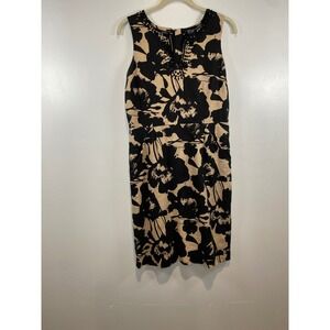 Saint Tropez West Linen Dress Floral Beaded‎ Sleeveless Casual Size 10